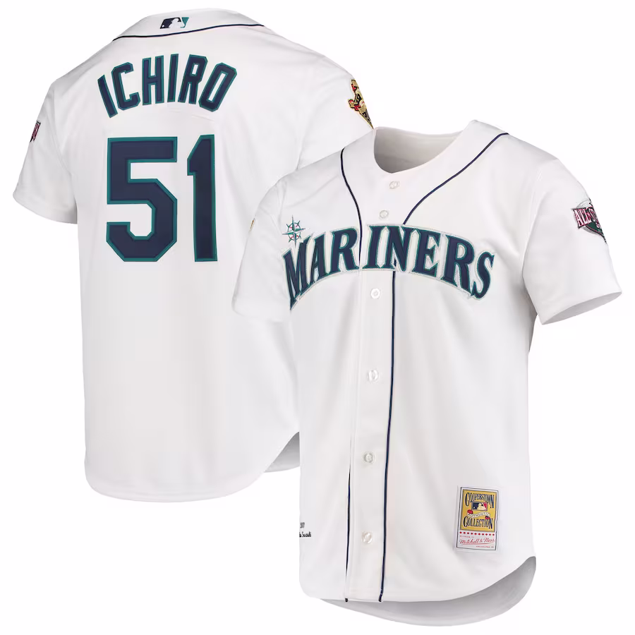 Men's Seattle Mariners Ichiro Suzuki Mitchell & Ness White 2001 MLB All-Star Game Cooperstown Collection Authentic Jersey - ujerseystore