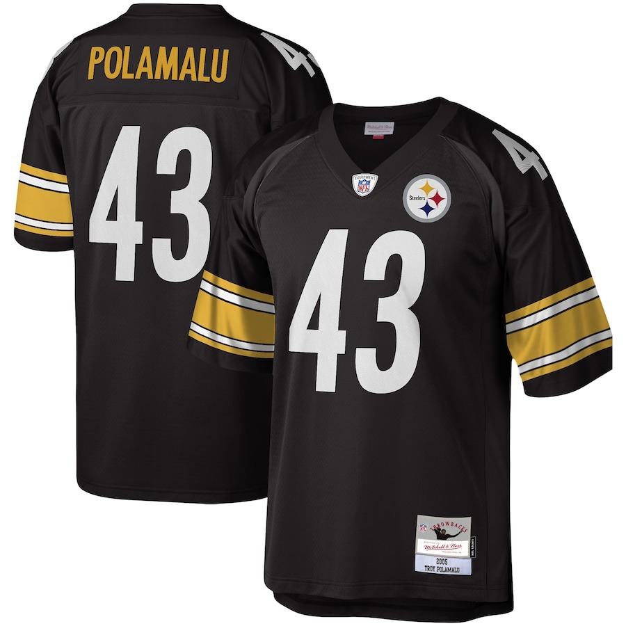 Men's Pittsburgh Steelers Troy Polamalu Mitchell & Ness Black Legacy Replica Jersey - ujerseystore