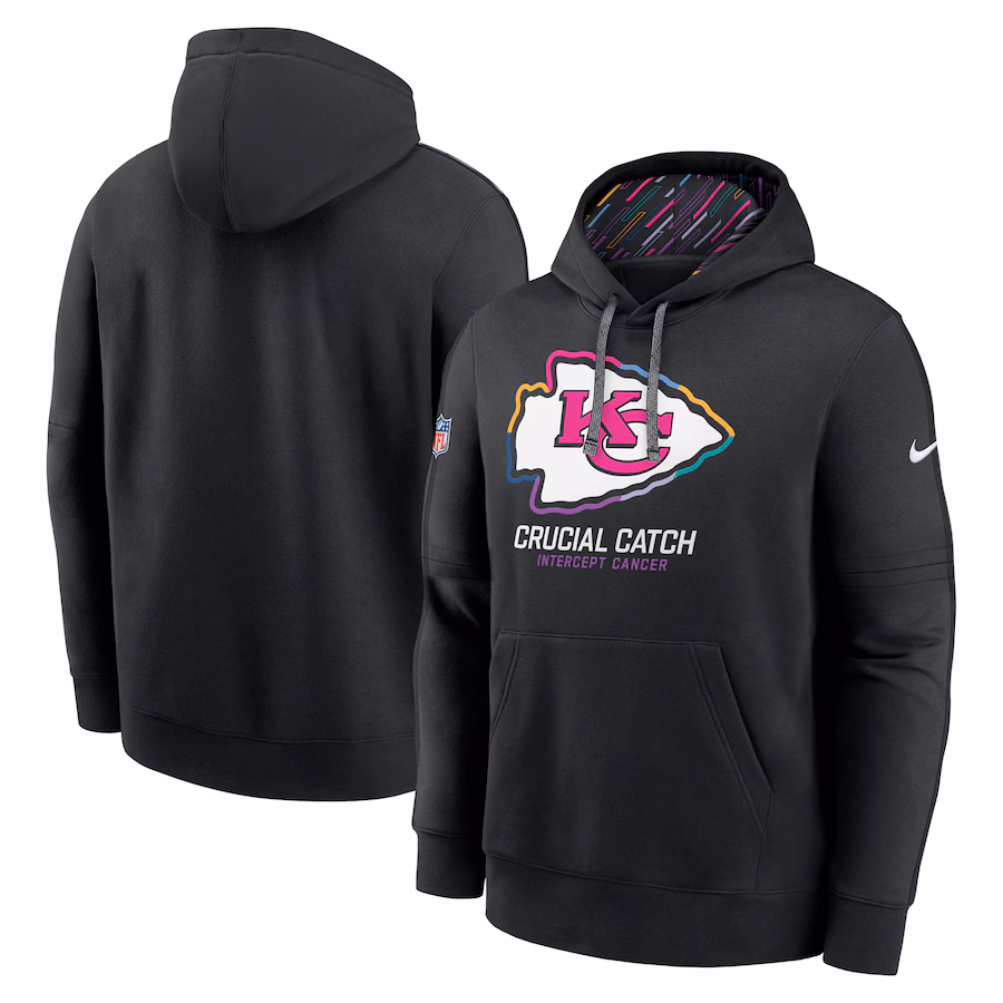 Men's Kansas City Chiefs Nike Black 2024 NFL Crucial Catch Club Pullover Hoodie - ujerseystore