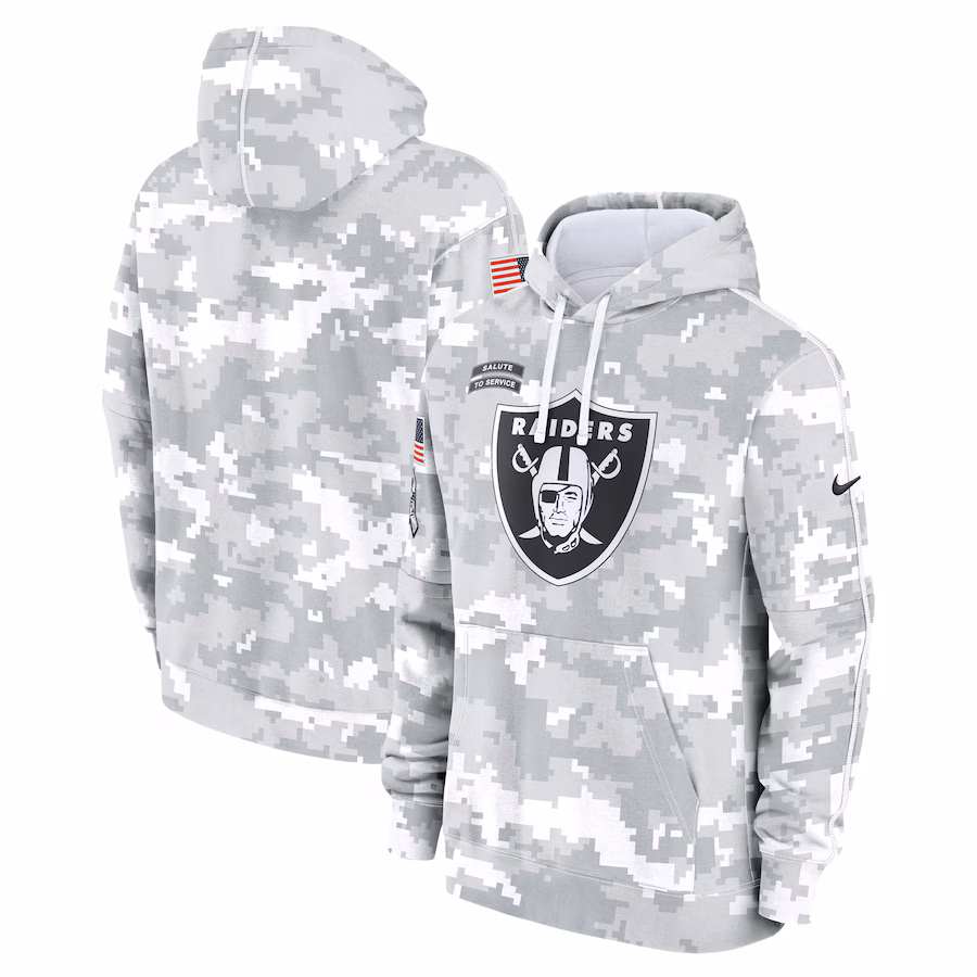 Men's Las Vegas Raiders Nike Arctic Camo 2024 Salute To Service Big & Tall Club Fleece Pullover Hoodie - ujerseystore