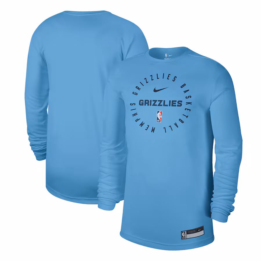 Men's Memphis Grizzlies Nike Light Blue 2024/25 Legend On-Court Practice Long Sleeve T-Shirt - ujerseystore