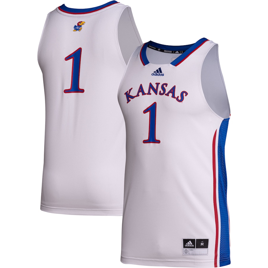 Men's adidas #1 White Kansas Jayhawks Team Swingman Jersey - ujerseystore