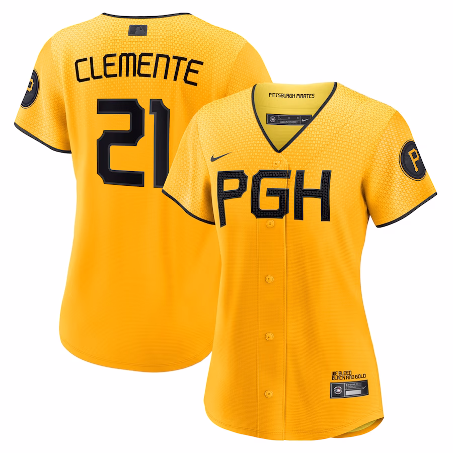 Women's Pittsburgh Pirates Roberto Clemente Nike Gold City Connect Replica Player Jersey - ujerseystore