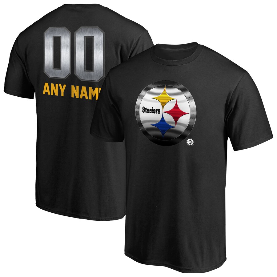 Men's Pittsburgh Steelers Black Personalized Midnight Mascot T-Shirt - ujerseystore