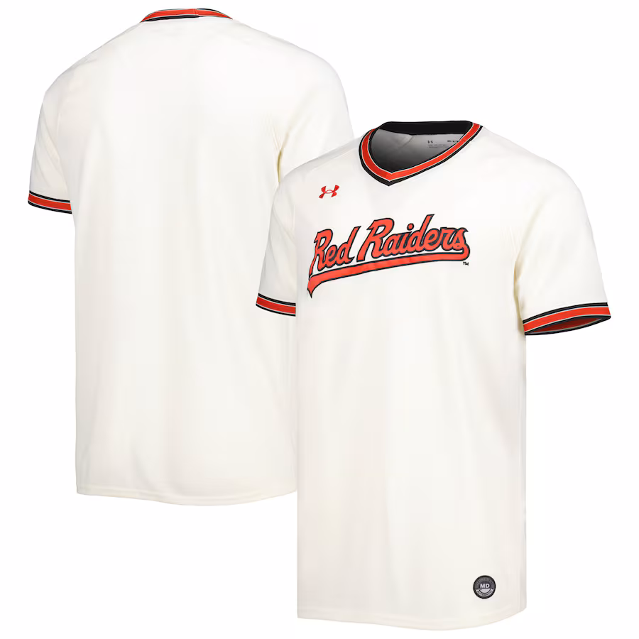 Men's Under Armour Cream Texas Tech Red Raiders Replica Baseball Jersey - ujerseystore