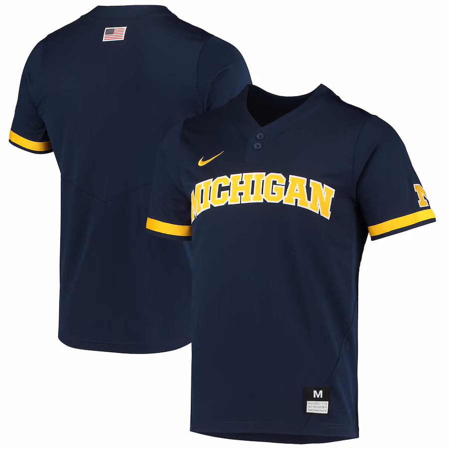 Men's Nike Navy Michigan Wolverines Replica 2-Button Baseball Jersey - ujerseystore