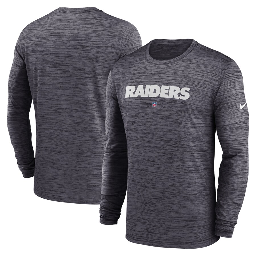 Men's Las Vegas Raiders  Nike Black Sideline Team Velocity Performance Long Sleeve T-Shirt - ujerseystore