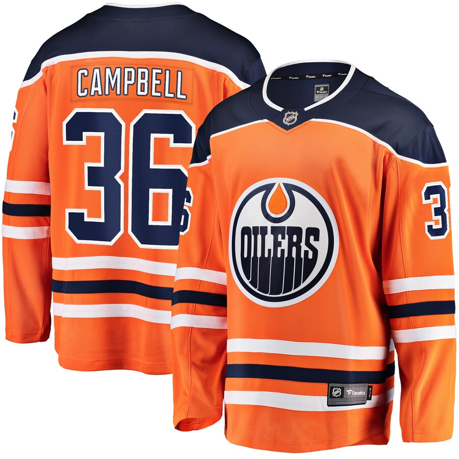 Men's Edmonton Oilers Jack Campbell Fanatics Branded Orange Home Breakaway Player Jersey - ujerseystore