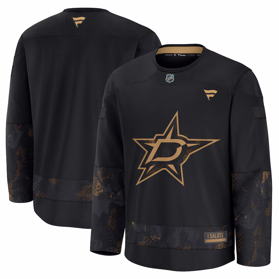 Men's Dallas Stars Fanatics Black 2024 Military Appreciation Practice Jersey - ujerseystore