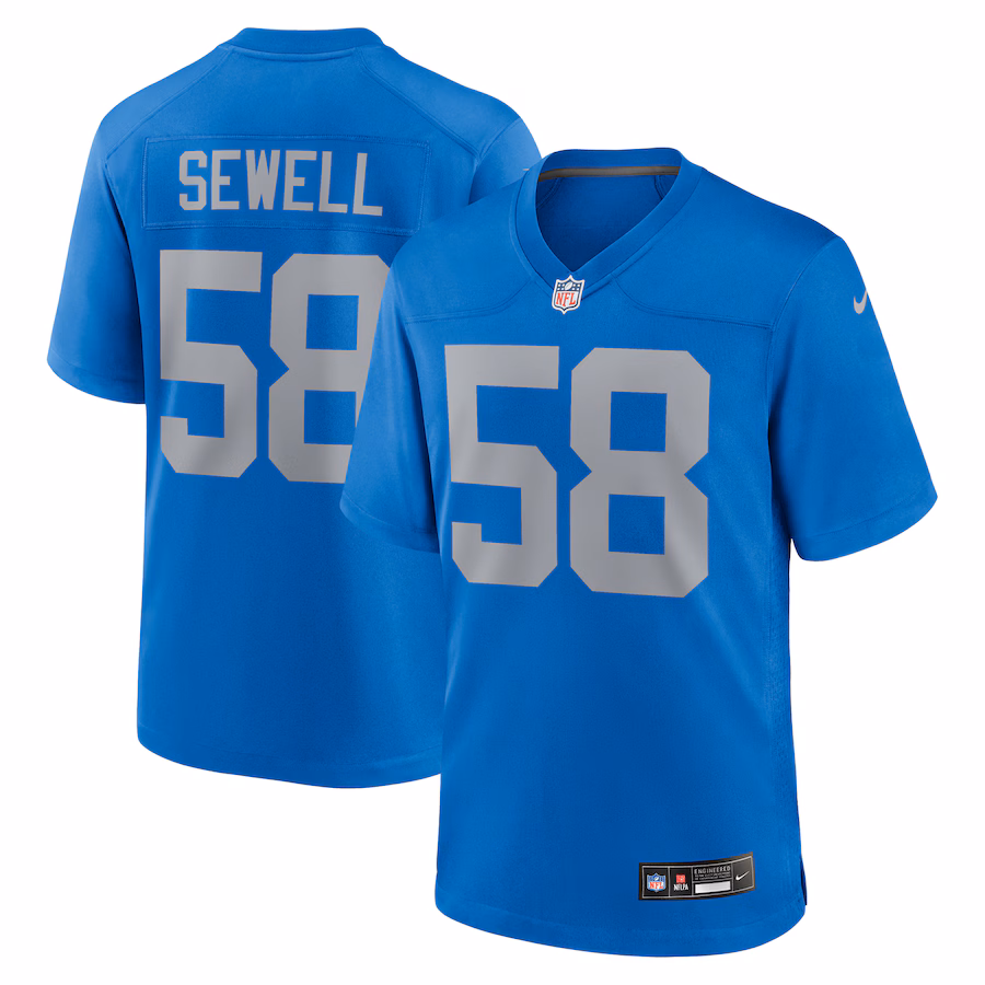Men's Detroit Lions Penei Sewell Nike Blue Alternate Game Jersey - ujerseystore