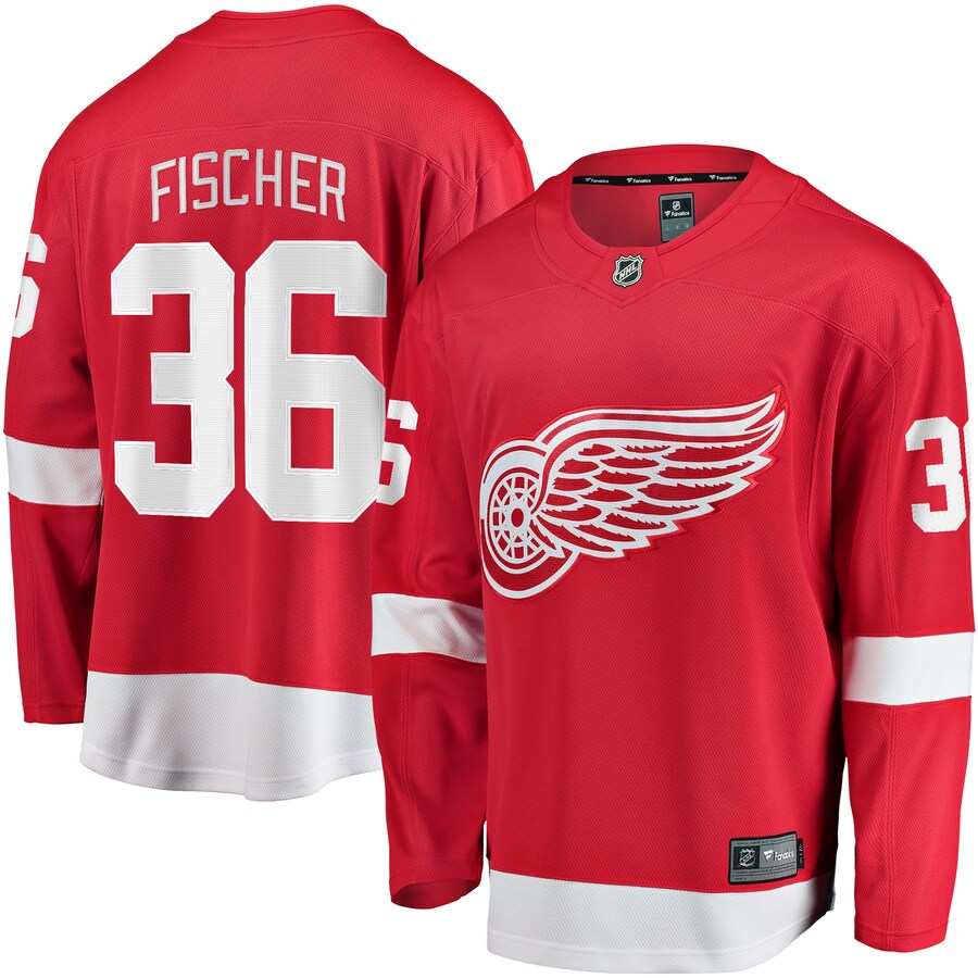 Men's Detroit Red Wings Christian Fischer Fanatics Branded Red Home Breakaway Jersey - ujerseystore