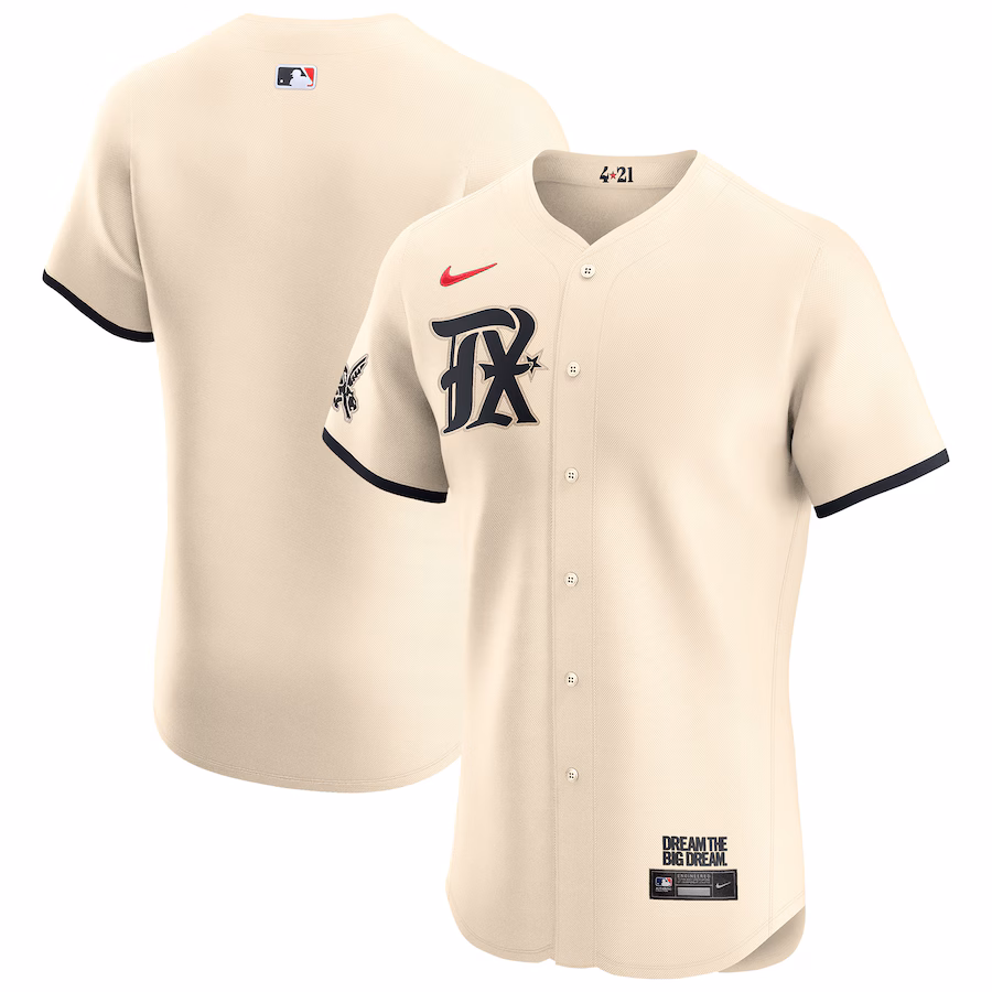 Men's Texas Rangers Nike Cream City Connect Elite Jersey - ujerseystore