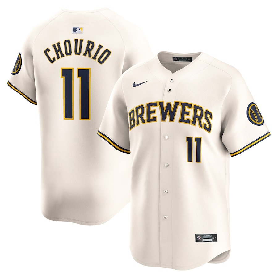Men's Milwaukee Brewers Jackson Chourio Nike Cream Home Limited Player Jersey - ujerseystore