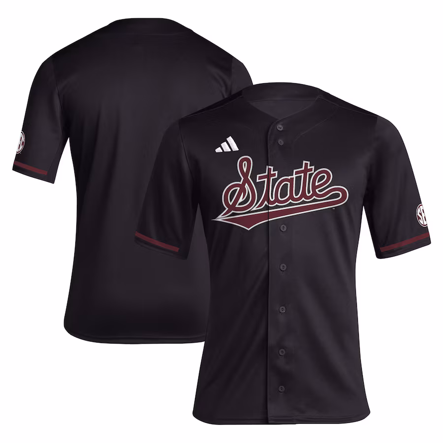 Men's adidas Black Mississippi State Bulldogs Replica Baseball Jersey - ujerseystore