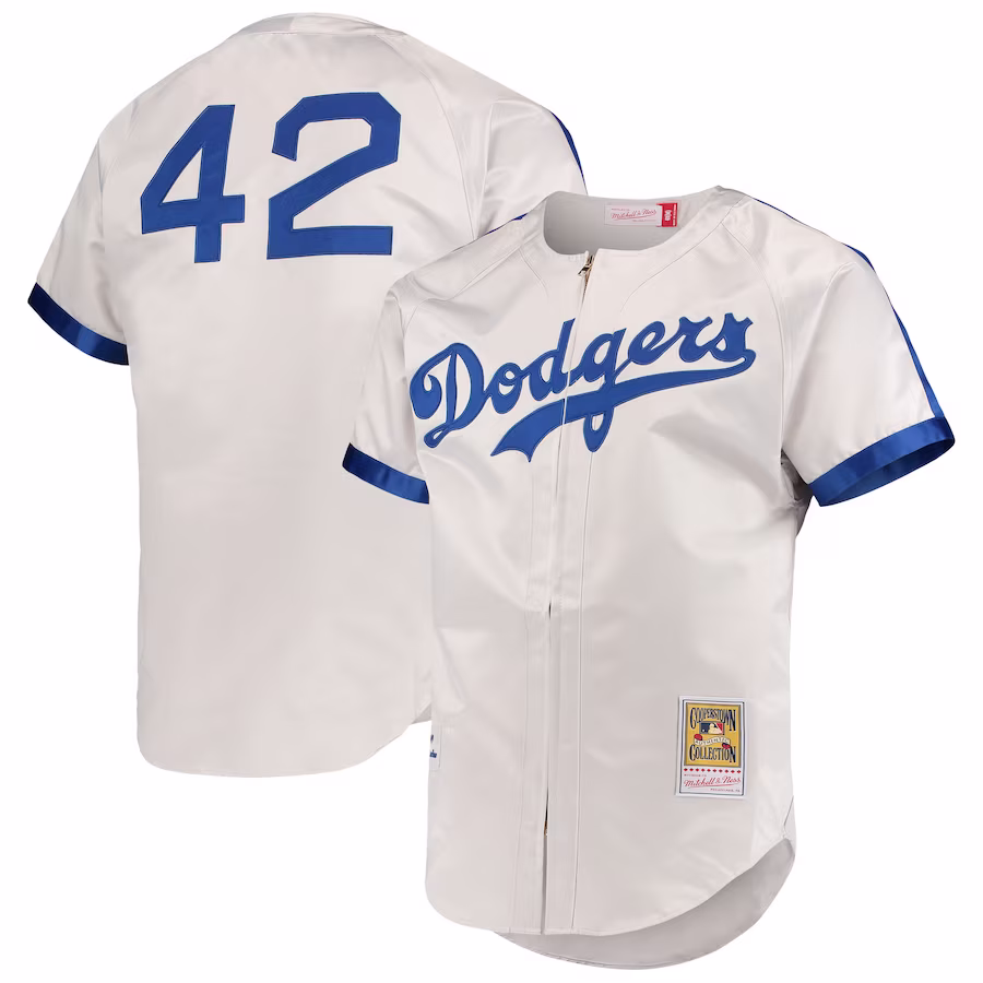 Men's Brooklyn Dodgers Jackie Robinson Mitchell & Ness Gray Cooperstown Collection Authentic Jersey - ujerseystore