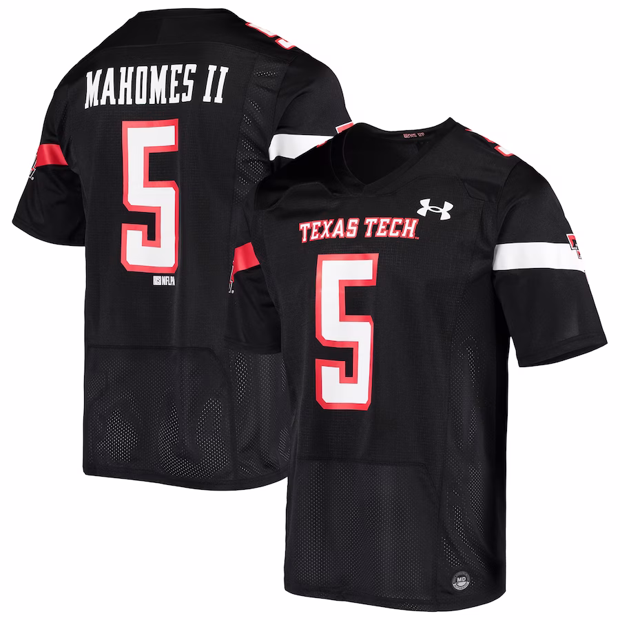 Patrick Mahomes Texas Tech Red Raiders Under Armour Team Replica Alumni Jersey - Black - ujerseystore
