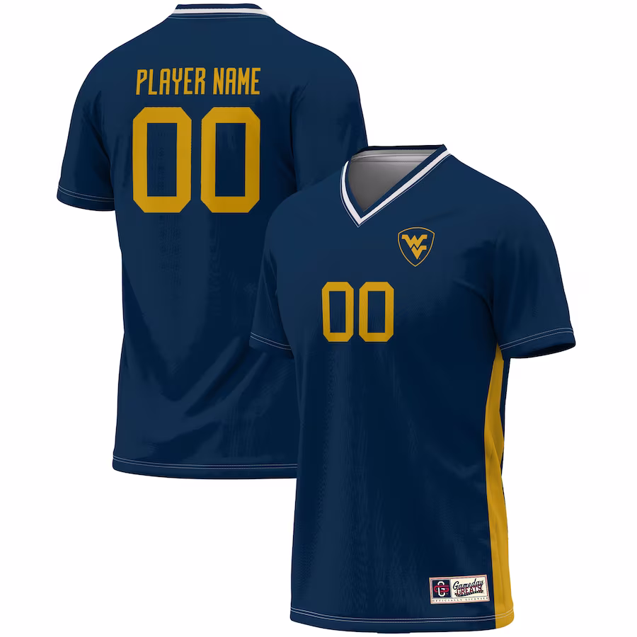 West Virginia Mountaineers GameDay Greats Unisex Pick-A-Player NIL Lightweight Soccer Jersey - Navy - ujerseystore