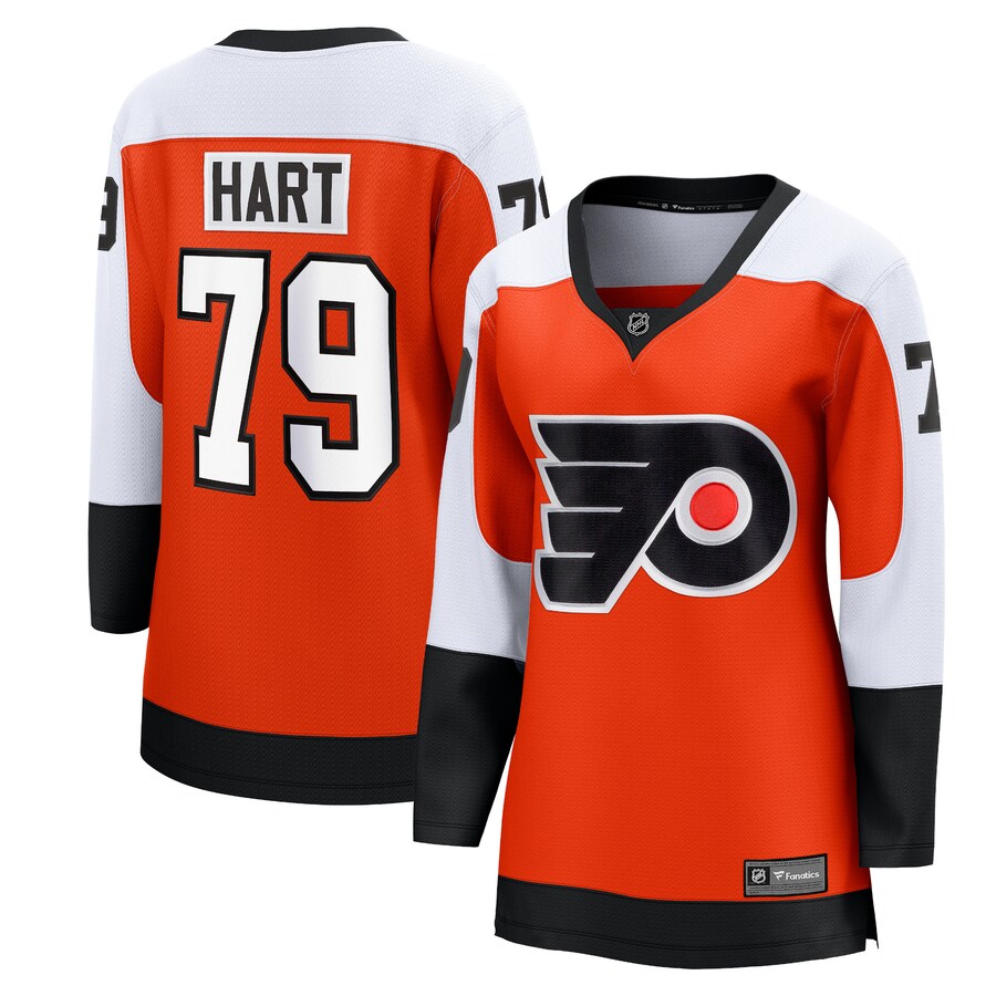 Women's Philadelphia Flyers Carter Hart Fanatics Branded Burnt Orange Home Premier Breakaway Player Jersey - ujerseystore