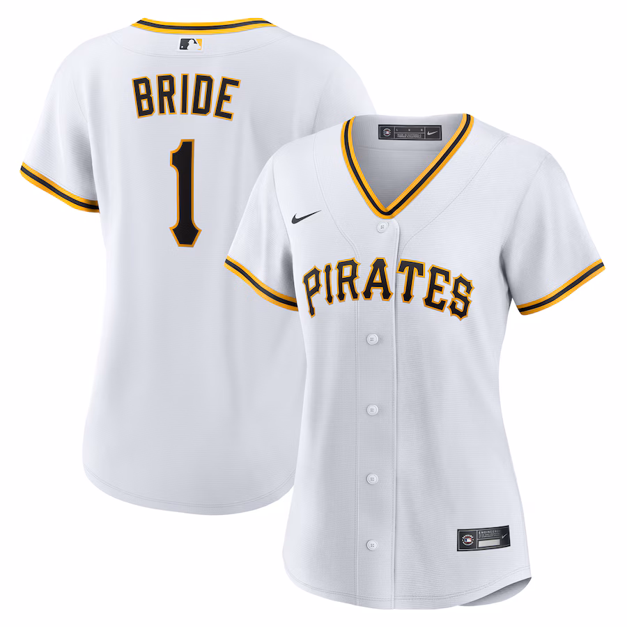 Women's Pittsburgh Pirates Nike White #1 Bride Home Replica Jersey - ujerseystore