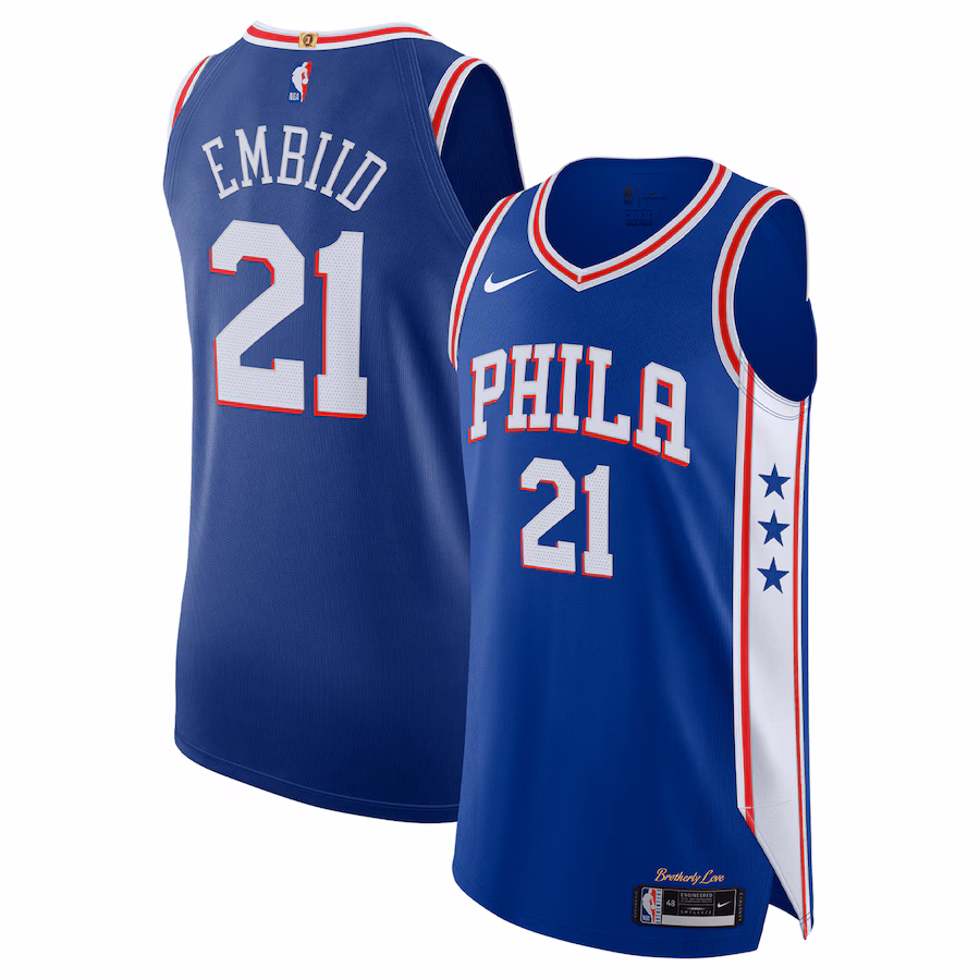 Men's Philadelphia 76ers Joel Embiid Nike Royal Authentic Jersey - Icon Edition - ujerseystore