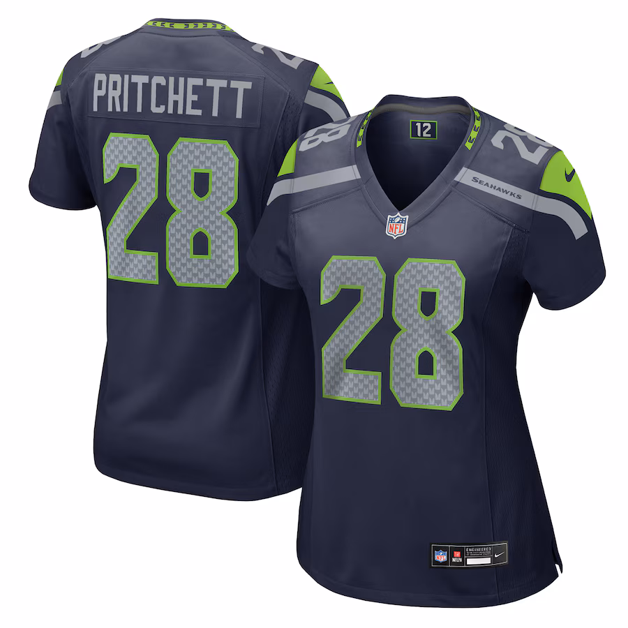 Women's Seattle Seahawks Nehemiah Pritchett Nike College Navy Game Jersey - ujerseystore