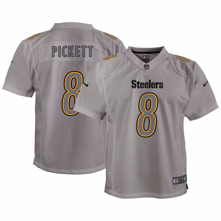 Youth Pittsburgh Steelers Kenny Pickett Nike Gray Atmosphere Game Jersey - ujerseystore