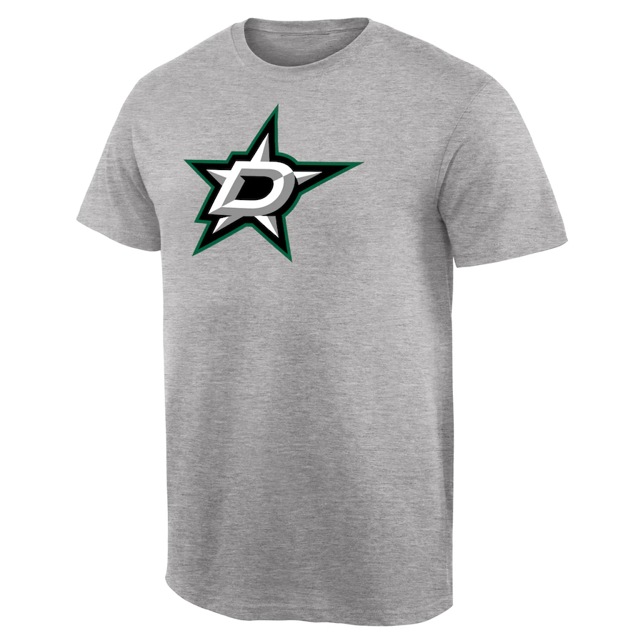 Men's Dallas Stars Ash Team Primary Logo T-Shirt - ujerseystore
