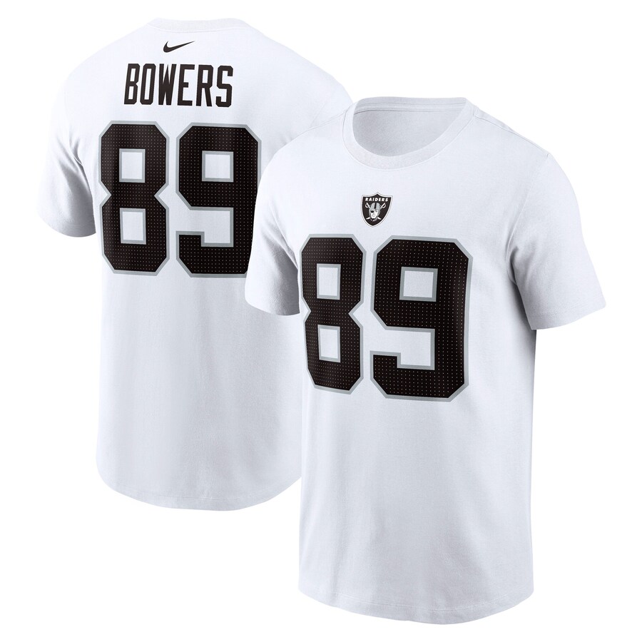 Men's Las Vegas Raiders Brock Bowers Nike White Name & Number T-Shirt - ujerseystore