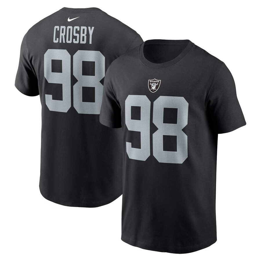 Men's Las Vegas Raiders Maxx Crosby Nike Black Player Name & Number T-Shirt - ujerseystore