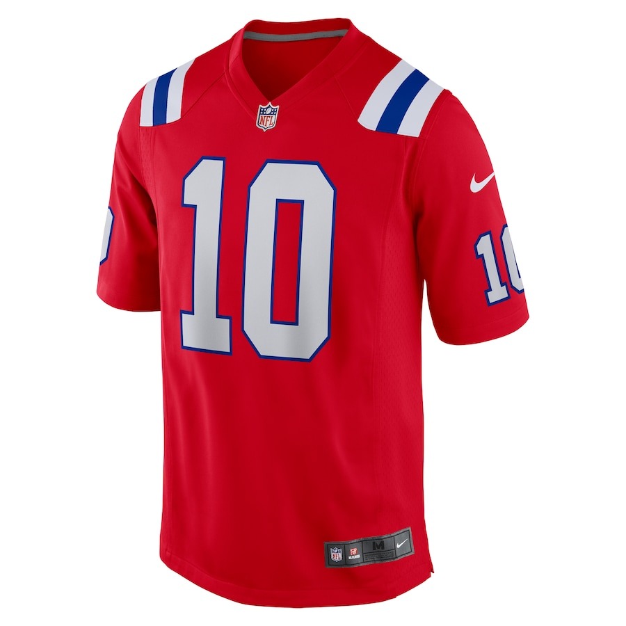 Men's New England Patriots Drake Maye Nike Red 2024 NFL Draft First Round Pick Player Game Jersey - ujerseystore
