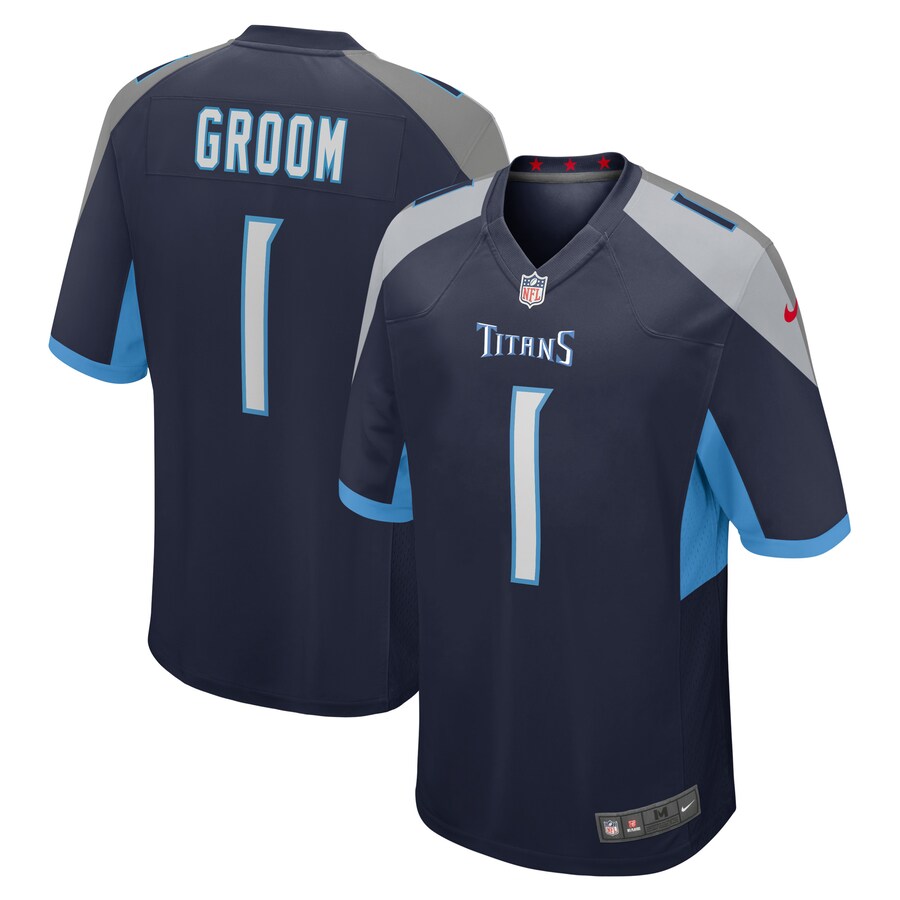 Men's Tennessee Titans Number 1 Groom Nike Navy Game Jersey - ujerseystore