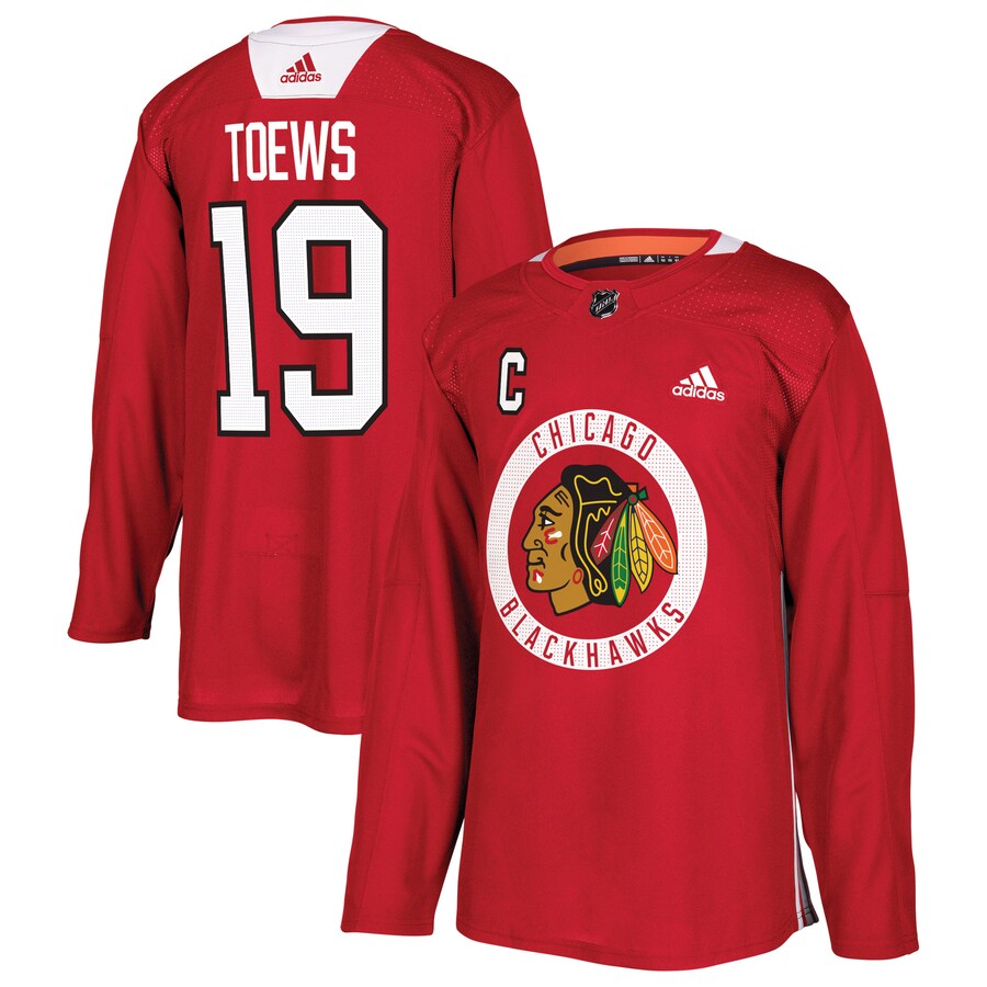 Men's Chicago Blackhawks Jonathan Toews adidas Red Practice Player Jersey - ujerseystore