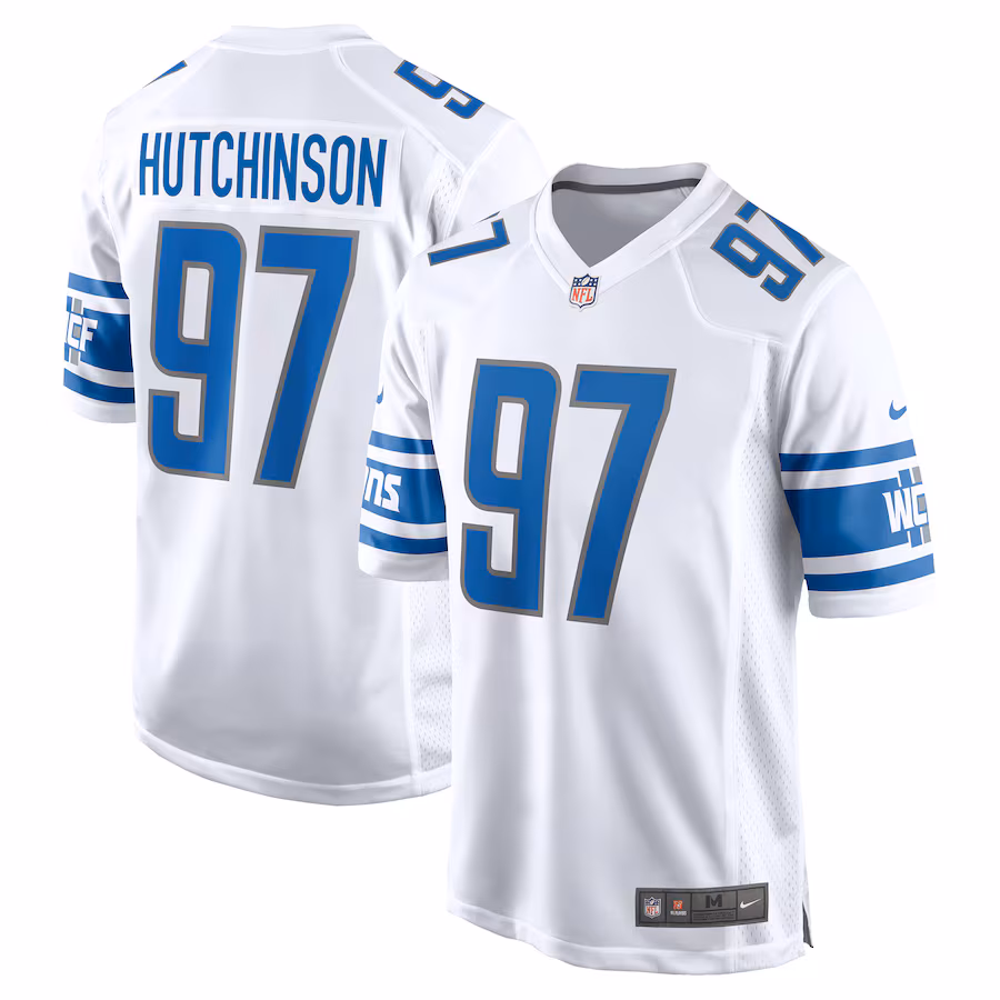 Men's Detroit Lions Aidan Hutchinson Nike White Player Game Jersey - ujerseystore