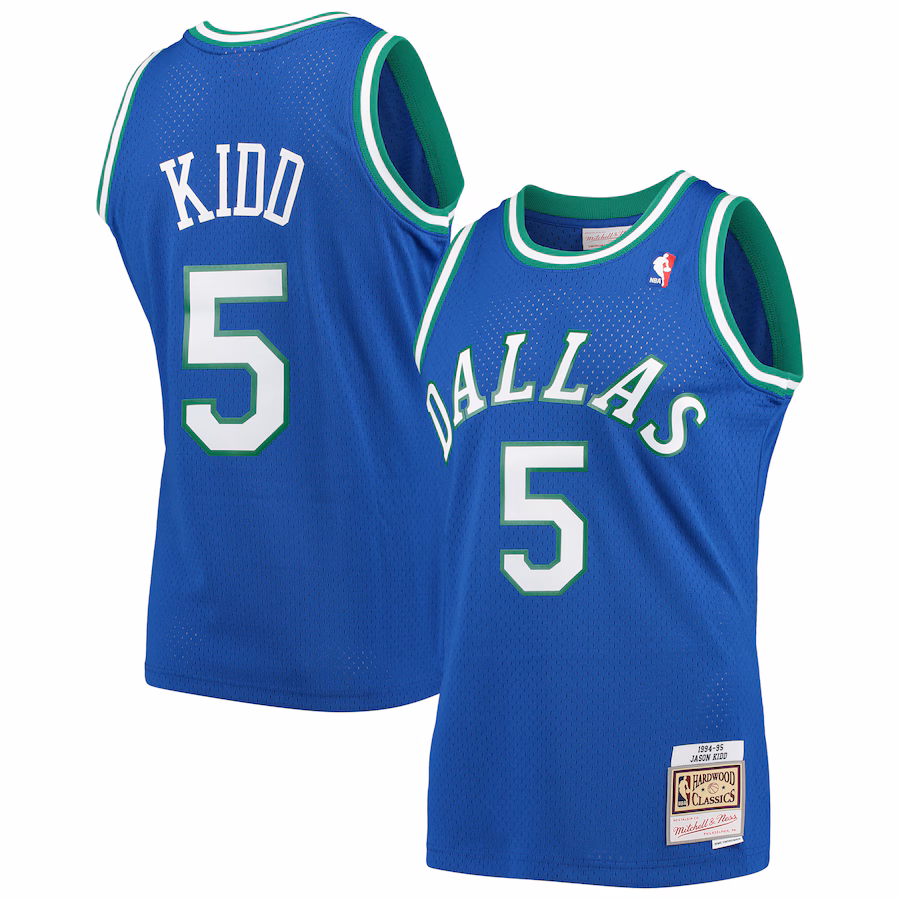 Men's Dallas Mavericks Jason Kidd Mitchell & Ness Blue 1994/95 Hardwood Classics Swingman Jersey - ujerseystore