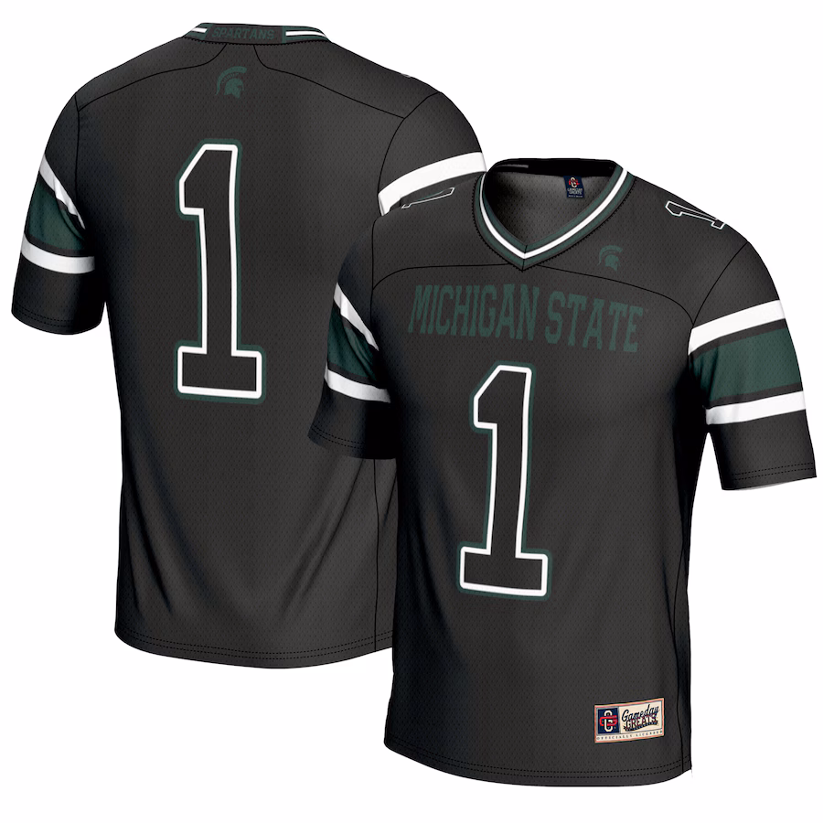Youth GameDay Greats #1 Black Michigan State Spartans Endzone Football Jersey - ujerseystore