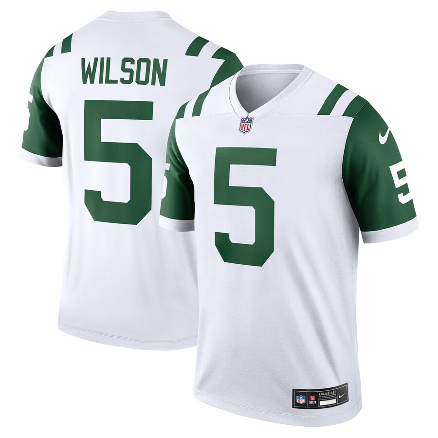 Men's New York Jets Garrett Wilson Nike White Classic Alternate Legend Jersey - ujerseystore