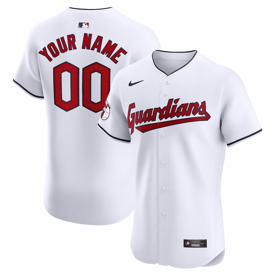 Men's Cleveland Guardians Nike White Home Elite Custom Jersey - ujerseystore
