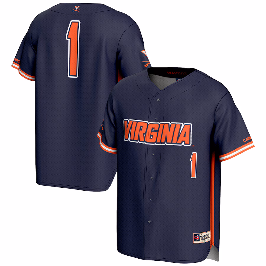 Men's GameDay Greats #1 Navy Virginia Cavaliers Lightweight Baseball Jersey - ujerseystore