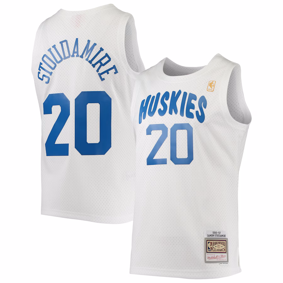 Men's Toronto Raptors Damon Stoudamire Mitchell & Ness White 1996/97 Hardwood Classics Swingman Jersey - ujerseystore