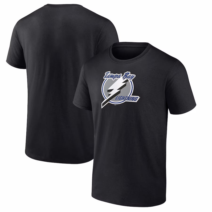 Men's Tampa Bay Lightning Black Team Primary Logo Graphic T-Shirt - ujerseystore