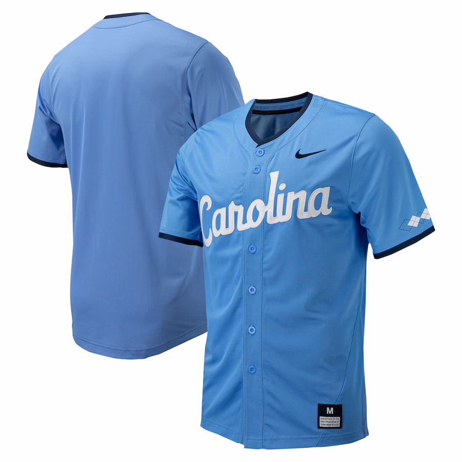 Men's Nike Carolina Blue North Carolina Tar Heels Replica Full-Button Baseball Jersey - ujerseystore