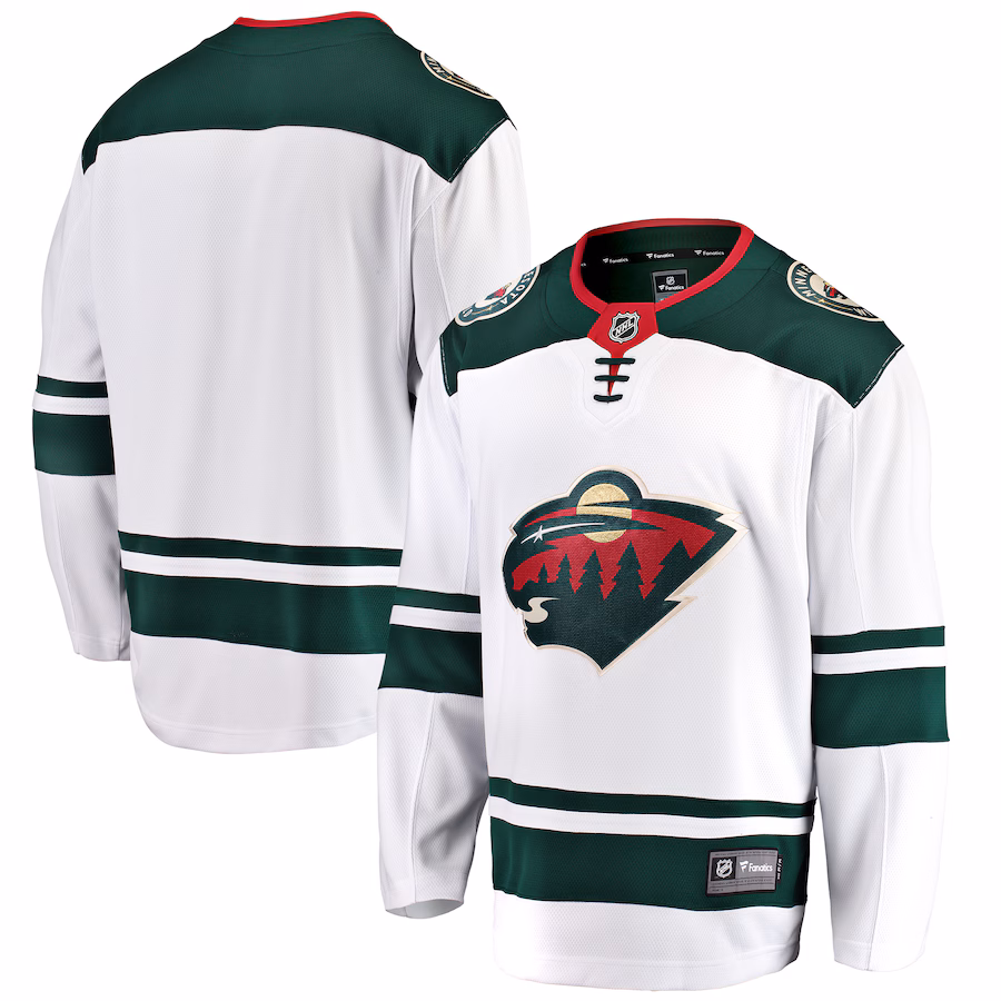 Men's Minnesota Wild Fanatics White Breakaway Away Jersey - ujerseystore