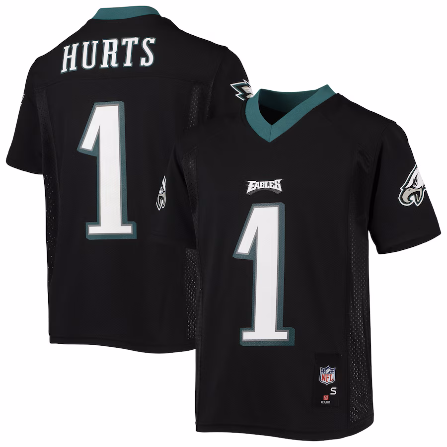 Youth Philadelphia Eagles Jalen Hurts Black Replica Player Jersey - ujerseystore