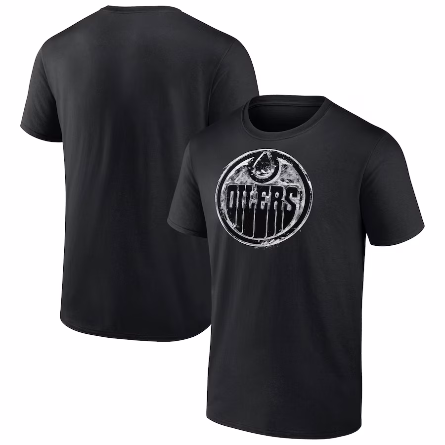 Men's Edmonton Oilers Black Iced Out T-Shirt - ujerseystore