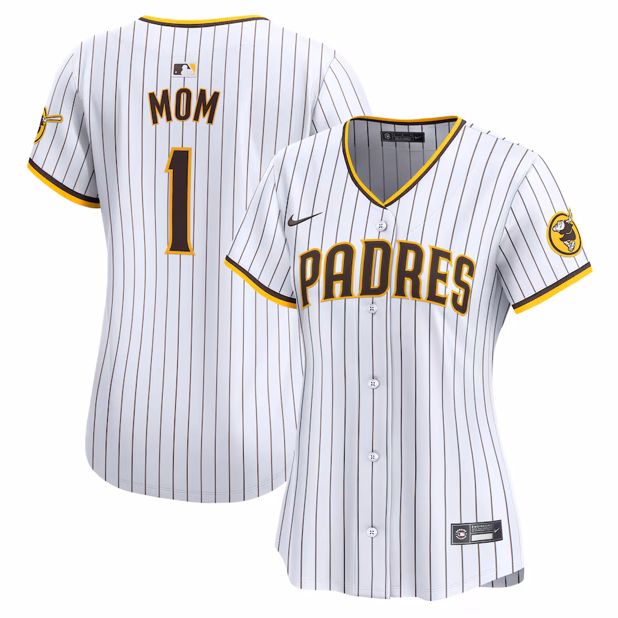 Women's San Diego Padres Nike White #1 Mom Home Limited Jersey - ujerseystore