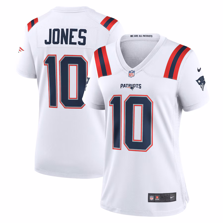 Women's New England Patriots Mac Jones Nike White Player Jersey - ujerseystore