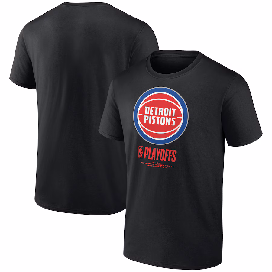 Men's  Detroit Pistons Black 2025 NBA Playoffs Alley Oop T-Shirt - ujerseystore