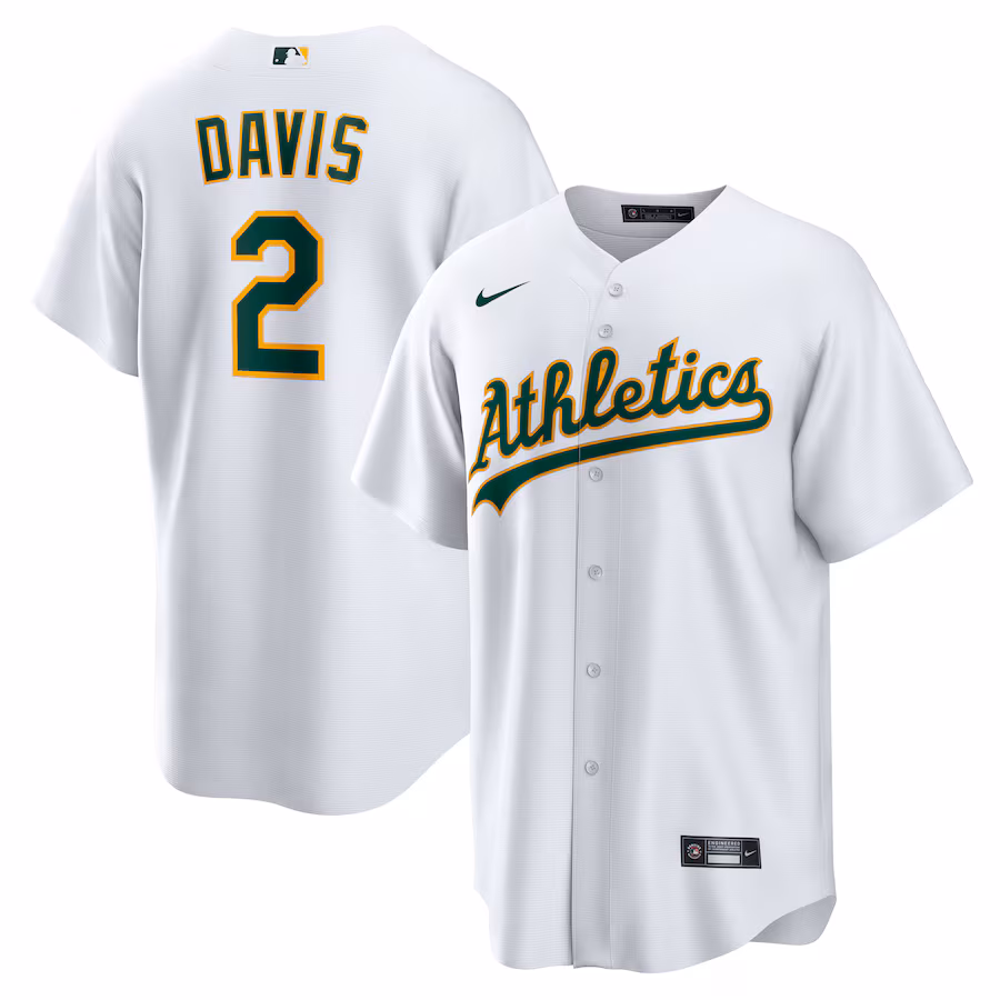 Men's Athletics Khris Davis Nike White Home Replica Player Name Jersey - ujerseystore