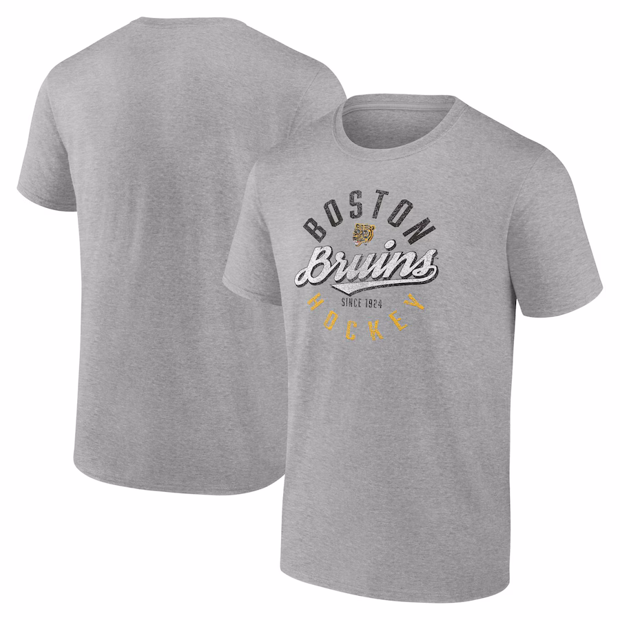 Men's Boston Bruins Fanatics Gray Emblem T-Shirt - ujerseystore