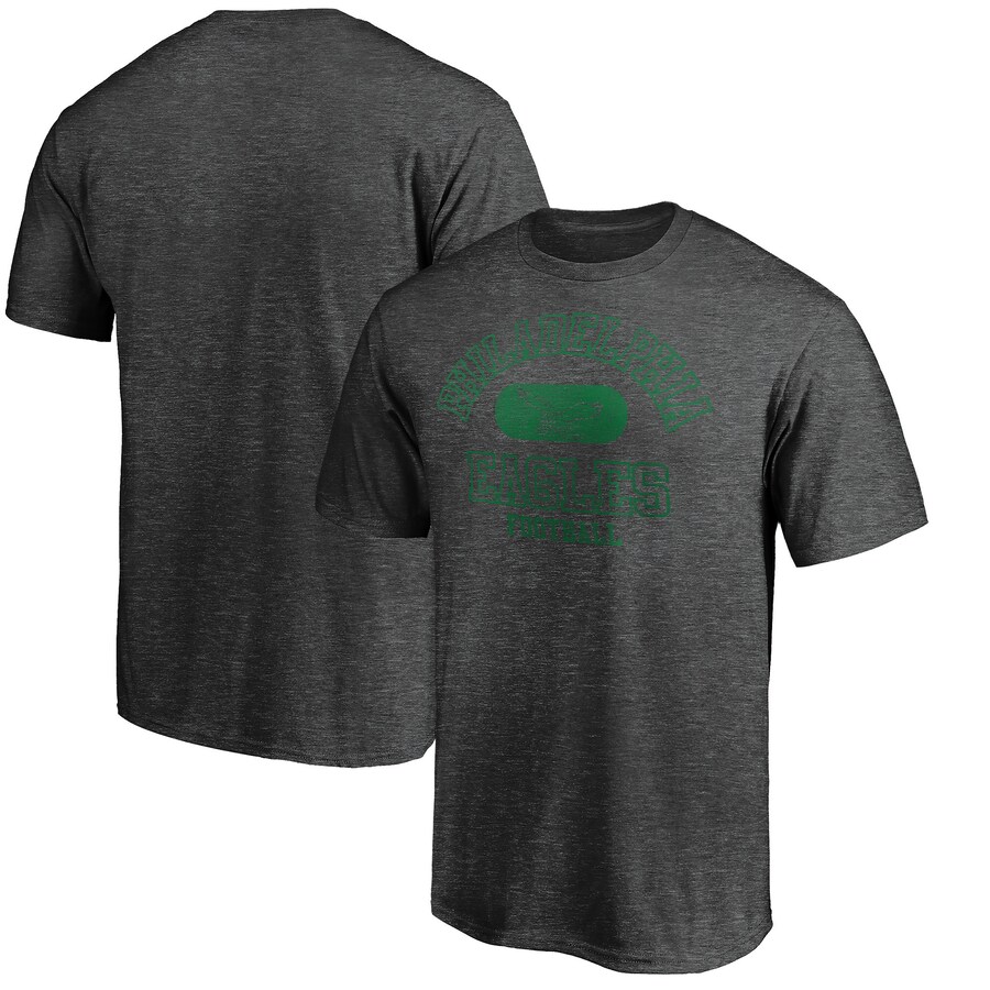 Men's Philadelphia Eagles Heather Charcoal Varsity Issued Throwback T-Shirt - ujerseystore